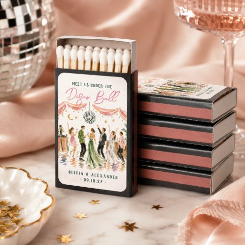 Watercolor Disco Ball Wedding Favor Matchboxes
