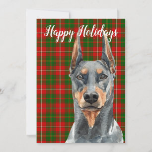 Watercolor Doberman Pinscher Dog Custom Holiday Card