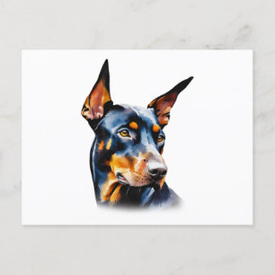Watercolor Doberman Pinscher Postcard