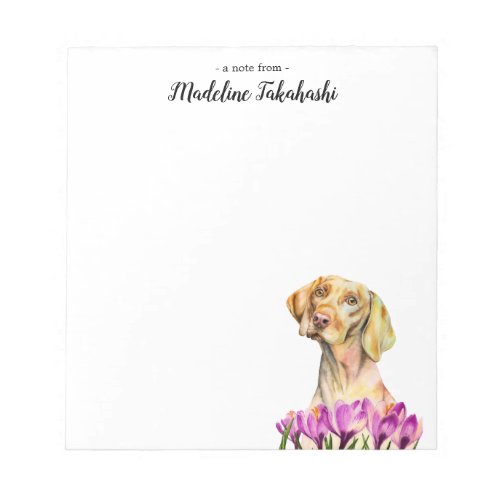 Watercolor Dog Art Crocus Flower Personalized Notepad