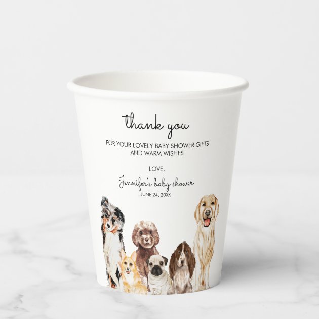 Watercolor Dog baby shower cutie Paper Cups