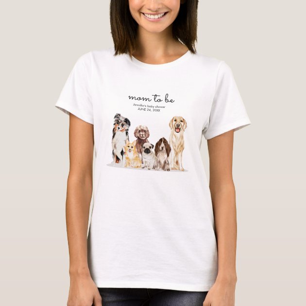 Watercolor Dog baby shower Party mom to be T-Shirt