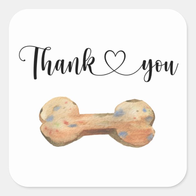 Watercolor Dog Bone Custom Thank you card Square Sticker