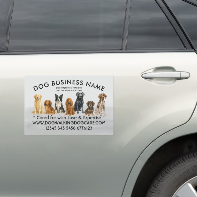 Watercolor Dog Breeds Grooming gray Car Magnet (In Situ)