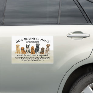 Watercolor Dog Breeds Grooming Walker Pet Sitter Car Magnet