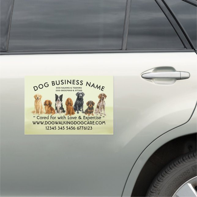 Watercolor Dog Breeds Grooming yellow Car Magnet (In Situ)