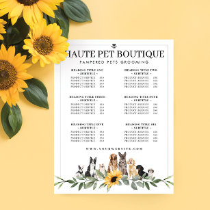 Watercolor Dog Breeds Pet Care Service Prices