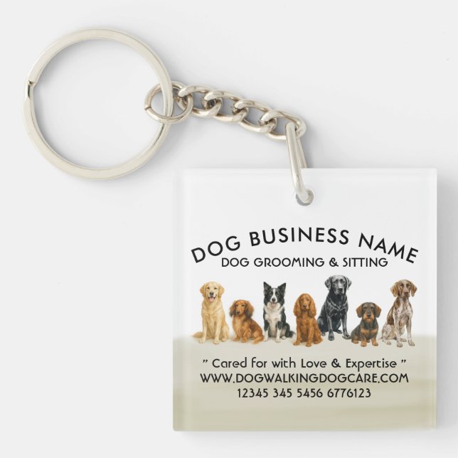 Watercolor Dog Breeds Puppy Keychain (Front)