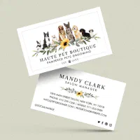 Watercolor Dog Breeds Pet Care & Grooming Loyalty Business Card
