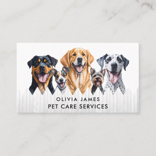 Watercolor Dog Care Services Walking Sitting Board Business Card