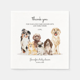 Watercolor Dog Cute Thank you baby shower Napkins