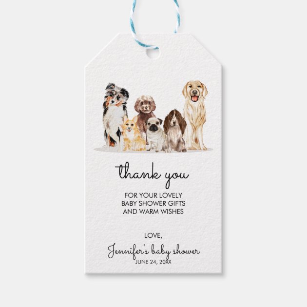 Watercolor Dog Cute Thank you Gift Tags