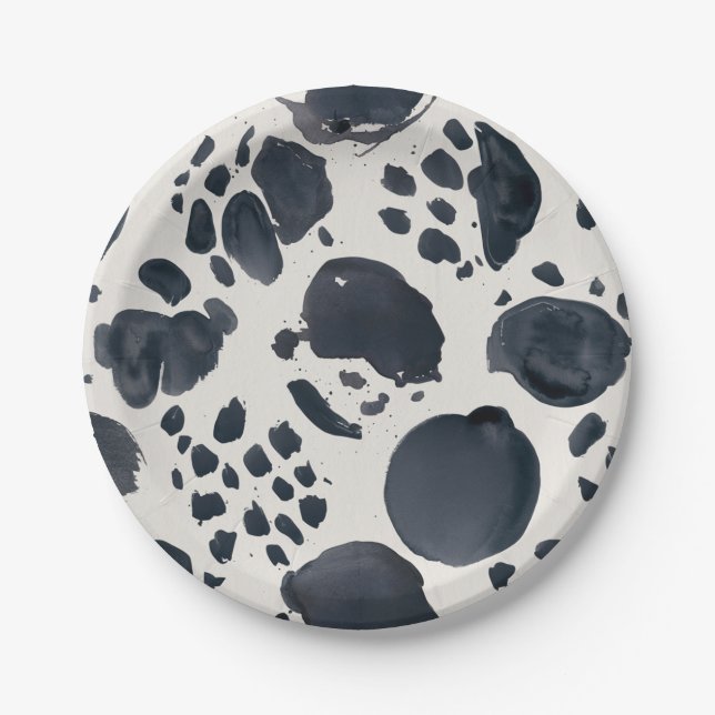 Watercolor Dog Dalmatian Animal Print Dots  Paper Plates (Front)