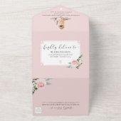 Watercolor Dog & Elegant Pink Rose Floral  All In All In One Invitation (Outside)