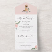 Watercolor Dog & Elegant Pink Rose Floral  All In All In One Invitation (Inside)