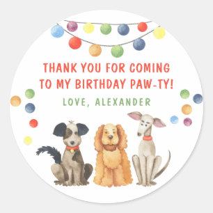 Watercolor Dog First Birthday Party THANK YOU Classic Round Sticker