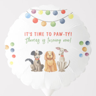 Watercolor Dog First Birthday Paw-ty Balloon