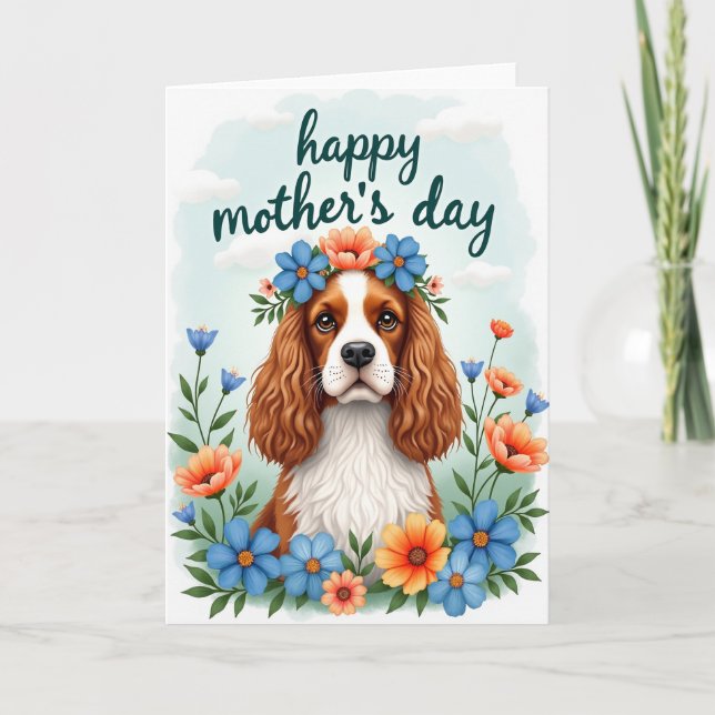 Watercolor Dog Floral Card (Front)