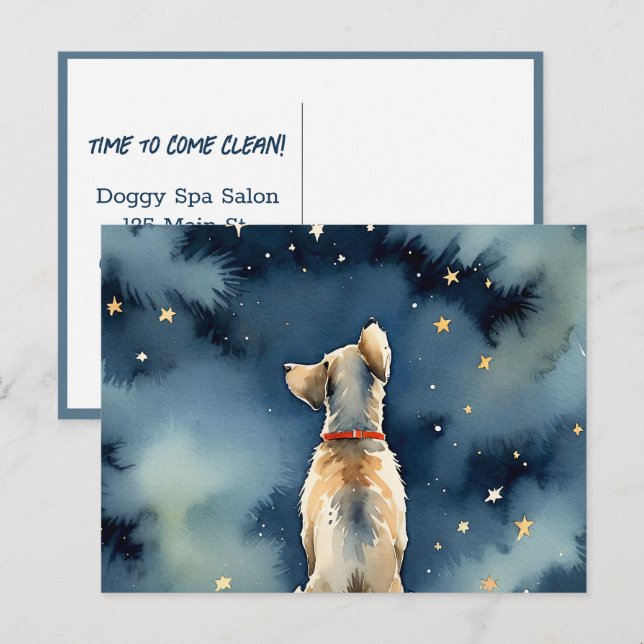 Watercolor Dog For Grooming Spa Postcard (Front/Back)