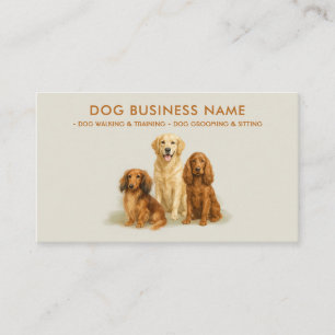 Watercolor Dog Grooming Walking Sitting Boarding Business Card