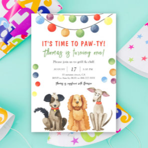 Watercolor Dog Kids Birthday Party Invitation