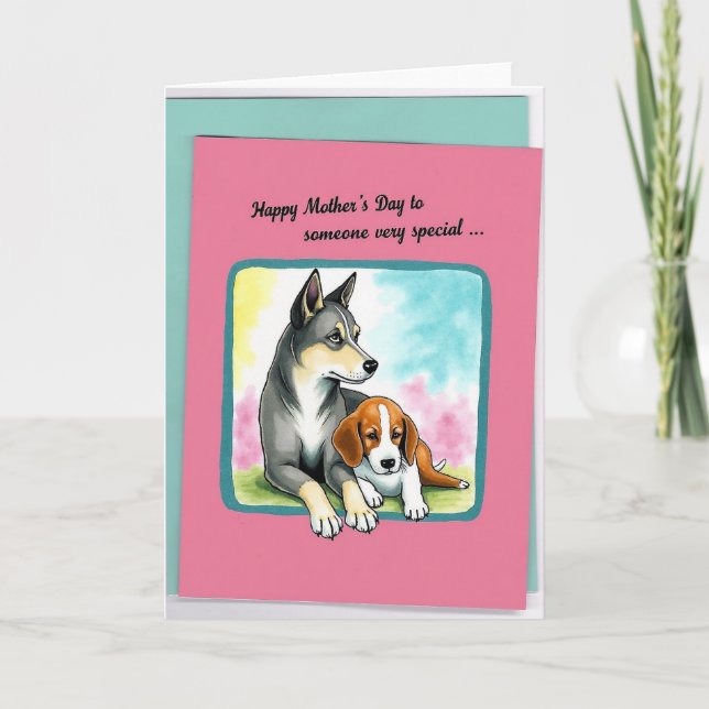 Watercolor Dog Mums Day Card (Front)