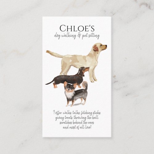 Watercolor Dog Pack Dog Walker Pet Sitter  Business Card