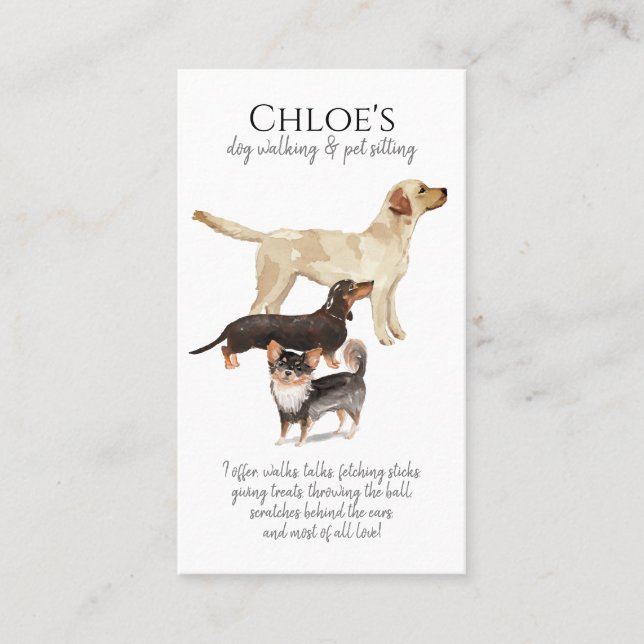 Watercolor Dog Pack Dog Walker Pet Sitter  Business Card (Front)