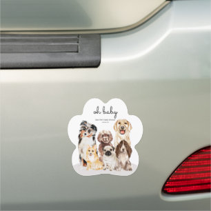 Watercolor Dog Party oh baby pet Car Magnet