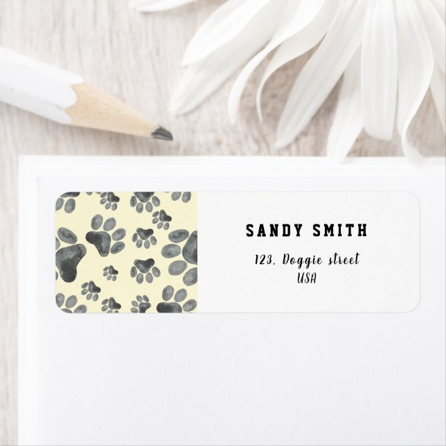 Watercolor dog paw pattern  label (Insitu)