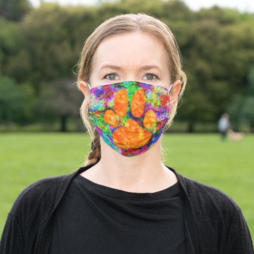 Watercolor Dog Paw Print Adult Cloth Face Mask