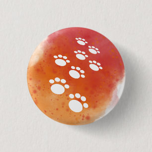 Watercolor Dog Paw Tracks Button