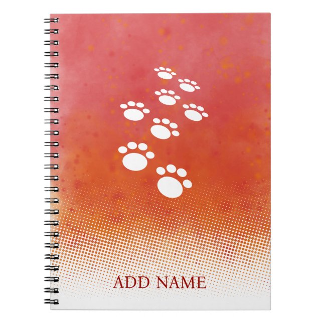Watercolor Dog Paw Tracks Notebook (Front)
