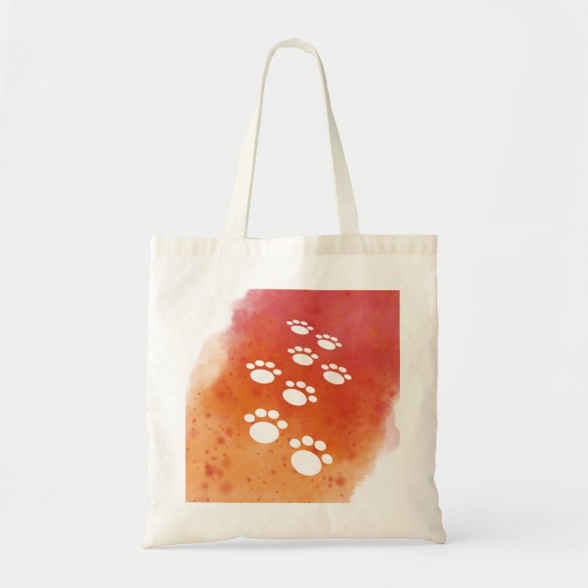 Watercolor Dog Paw Tracks Tote Bag (Front)