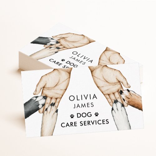 Watercolor Dog Paws Dog Walking and Care Business Card
