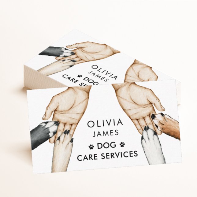 Watercolor Dog Paws Dog Walking and Care Business Card (Creator Uploaded)