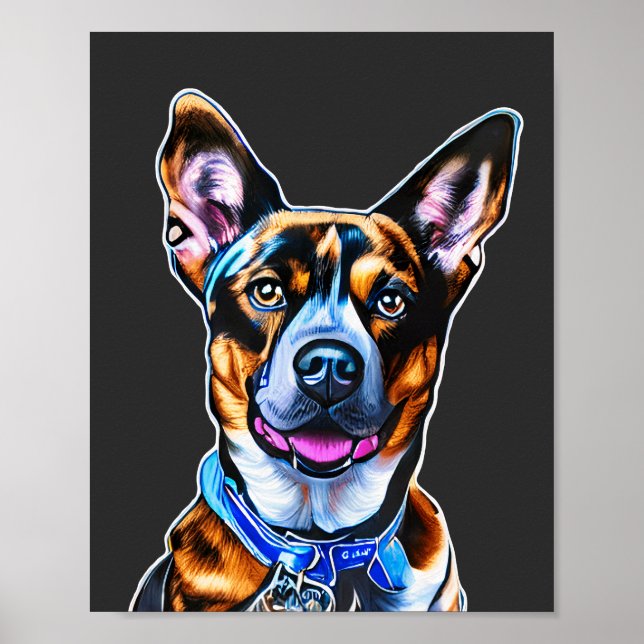 Watercolor Dog Portrait Hand Painted, Isolated Dog Poster (Front)