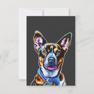 Watercolor Dog Portrait Hand Painted, Isolated Dog Thank You Card