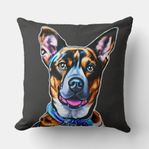 Watercolor Dog Portrait Hand Painted, Isolated Dog Throw Pillow