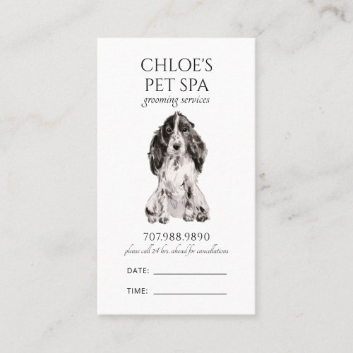 Watercolor Dog Spa Grooming  Appointment Card