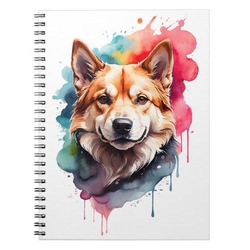 Watercolor Dog Splatter Art Portrait Ink Splash Notebook
