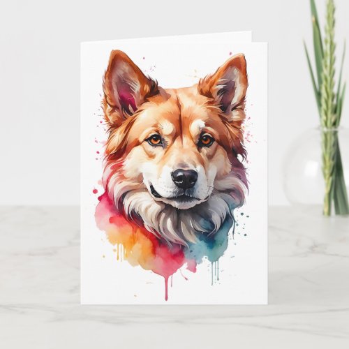 Watercolor Dog Splatter Art Portrait Splash Blank Card