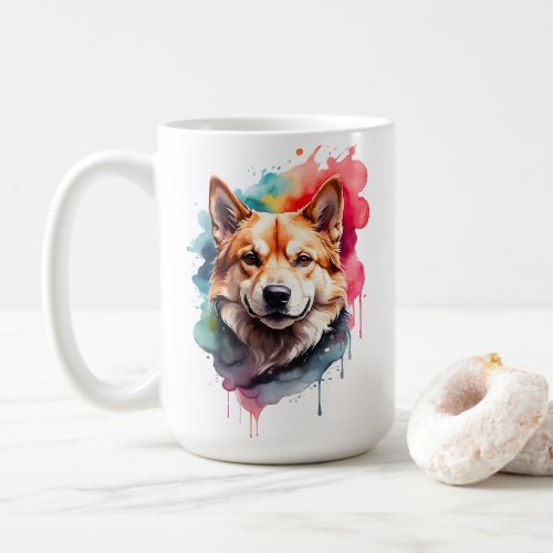 Watercolor Dog Splatter Art Portrait Splash  Coffee Mug