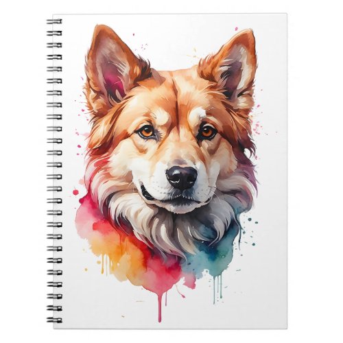 Watercolor Dog Splatter Art Portrait Splash Ink Notebook
