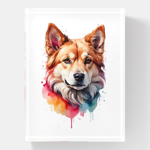 Watercolor Dog Splatter Art Portrait Splash Ink Paperweight