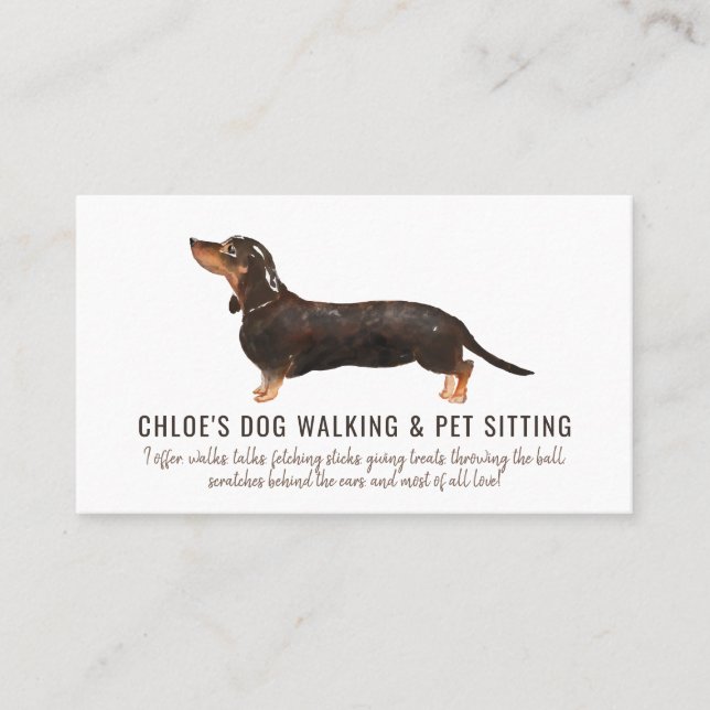 Watercolor Dog Walker Pet Sitter  Business Card (Front)
