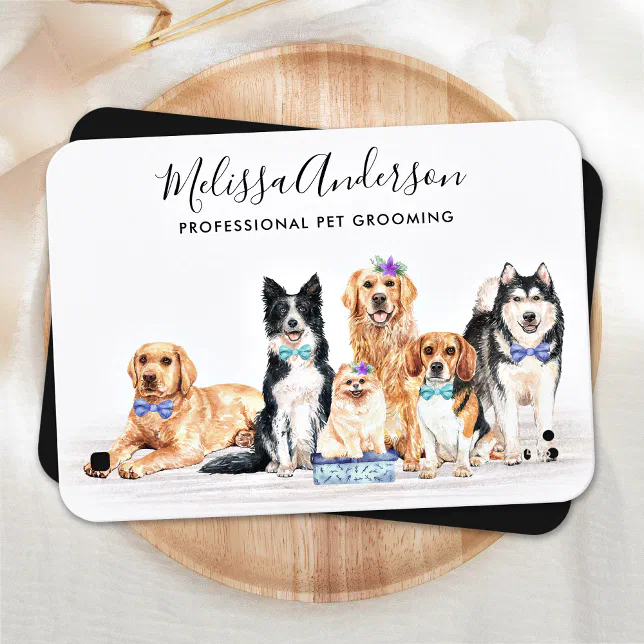 Watercolor Dog Walker Pet Sitting Groomer QR Code Business Card Zazzle