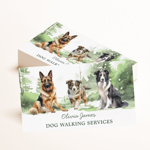 Watercolor Dog Walking Pet Sitting Business Card