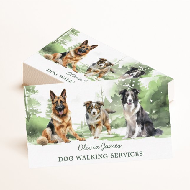 Watercolor Dog Walking Pet Sitting Business Card (Creator Uploaded)
