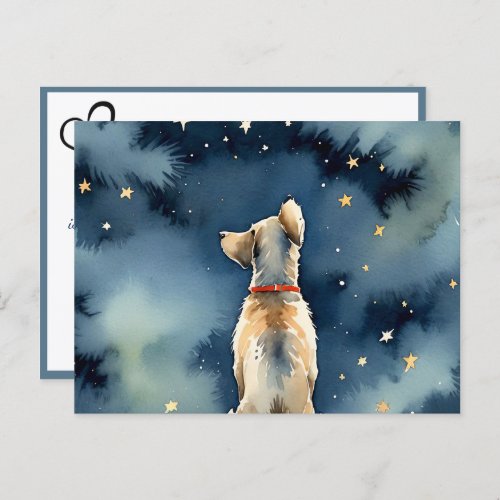 Watercolor Dog With Stars Pet Sympathy Loss Postcard